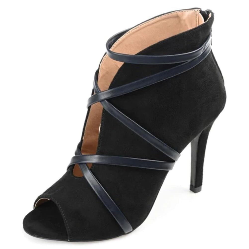 Journee Collection Women Samara Stiletto Booties Size US 5.5M Black Faux Suede